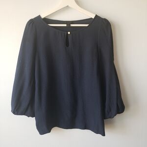 J crew collection women's 100% silk jacquard keyhole blouse size 00 long sleeve